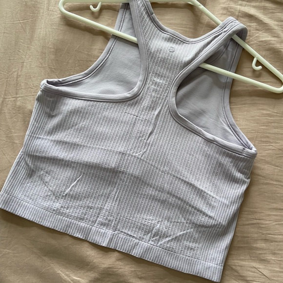 LULULEMON lilac High Neckline Racerback Ribbed Cropped Tank Top - Picture 5 of 9